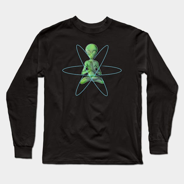 Planetary Buddha Zen Alien Yoga Long Sleeve T-Shirt by Trendy Black Sheep